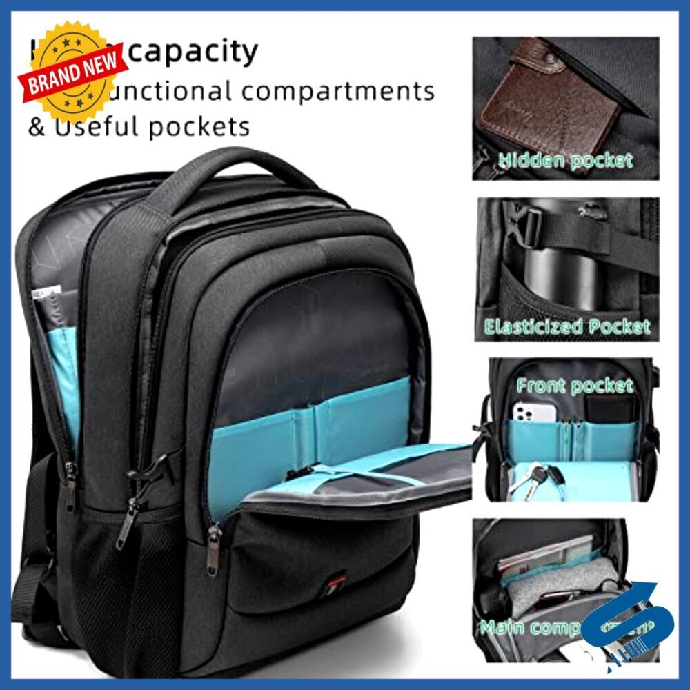 Water Resistant Laptop Backpack USB Charging Port Travel Business College - Picture 5 of 7
